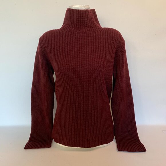 Vince Cashmere Turtleneck Sweater – Burgundy Minimalist Knit - Picture 1 of 7